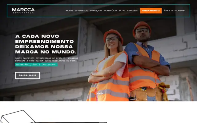 Site Marcca Engenharia, criado pela Atom Digital