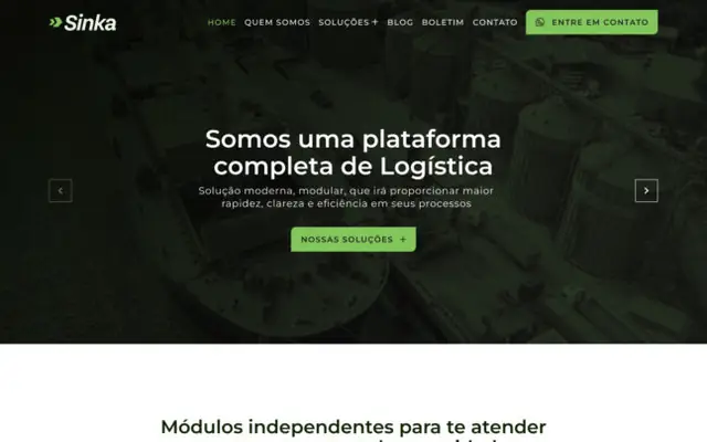 Site Sinka Logística, criado pela Atom Digital