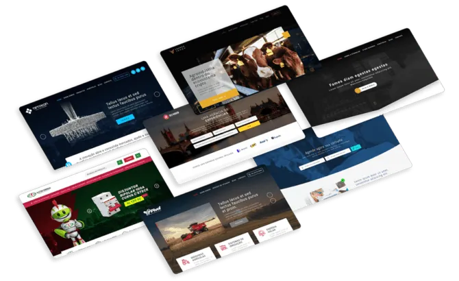 Mockups de landing pages prontas da Atom Digital