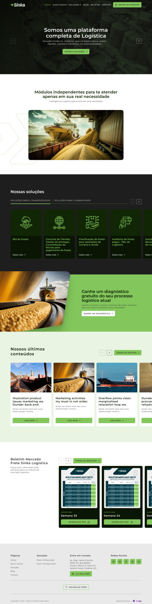 Novo Site Sinka Logística - Atom Digital